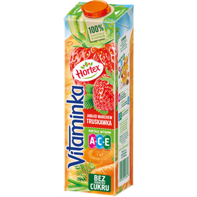 Hortex Vitaminka Jabłko, marchew, truskawka sok karton 1L